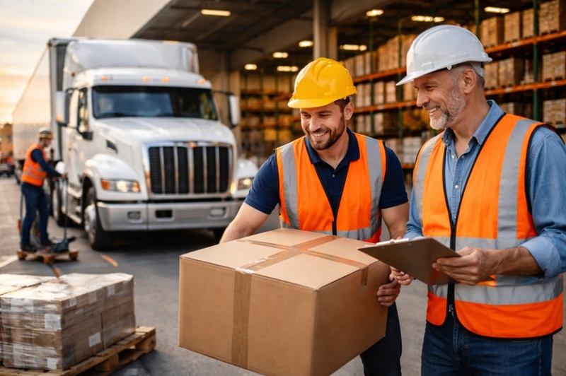 Busy warehouse logistics in action